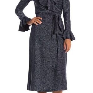 Free People Chic Black Glitter Wrap Dress